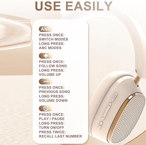 Miniatura 4 de AYI Auriculares Bluetooth con cancelación activa de ruido premium con micrófono desmontable, sonido estéreo de alta fidelidad, auriculares