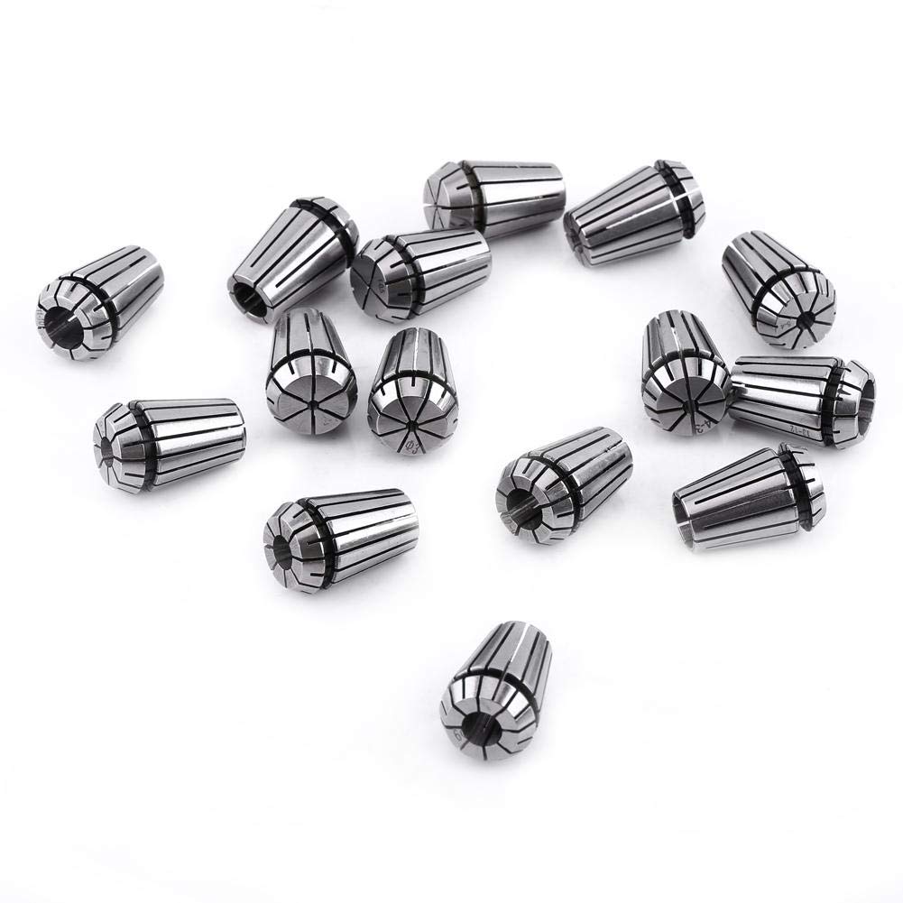 15pcs ER20 Collet Chuck Set Spring Collet en acier pour CNC machine de gravure et outil de tour de fraisage 1-13mm