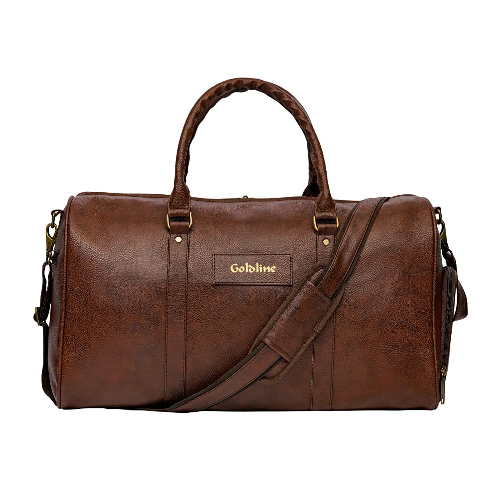 Leather Duffle Bag for Travel Men Women- 50L - Brown, 20 cm-image-32