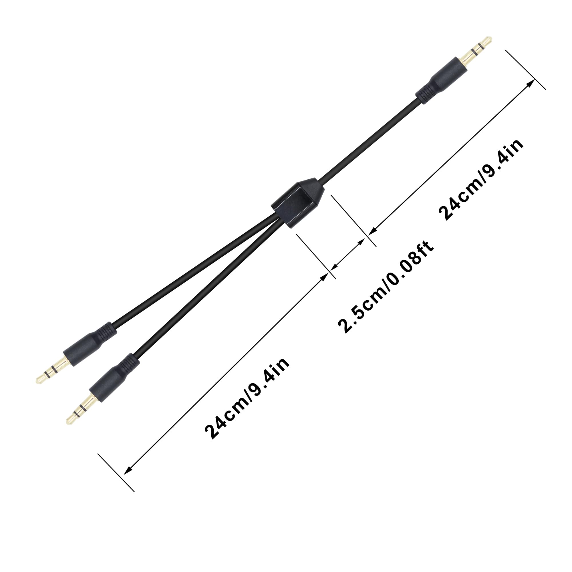 Cavo splitter per cuffie da 3,5 mm, da 1 a 2 vie, 3,5 mm, TRS a 3 poli placcato oro maschio a 2 maschio, cavo audio per computer, altoparlanti, MP3, auricolari (0,5 m)