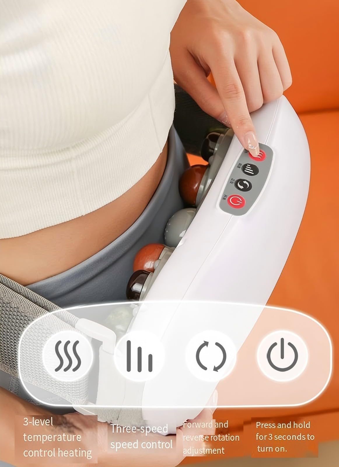 Bian Stone Bauchknetgerät,Bauch- Und Bauchmassagegerät Mit 30-Mm-Massagekopf Und 3 Einstellbaren Vibrationsintensitäten,3-Stufige Temperaturregelung Rotlicht-Heißkompresse Für Zu Hause