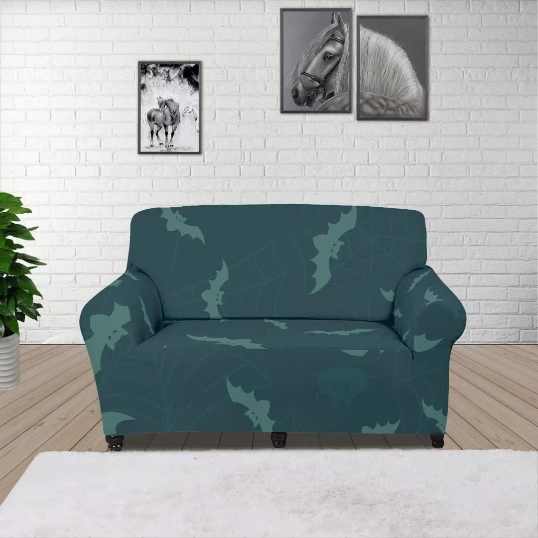 GOSTONG Halloween Bat Spider Webs Print Sofa Cover Cushion Couch Stretch Couch Covers Sofa Slipcover Furniture Protector for Living Room Universal Sofa Cover for Armchair/Loveseat/Couch/Big Sofa