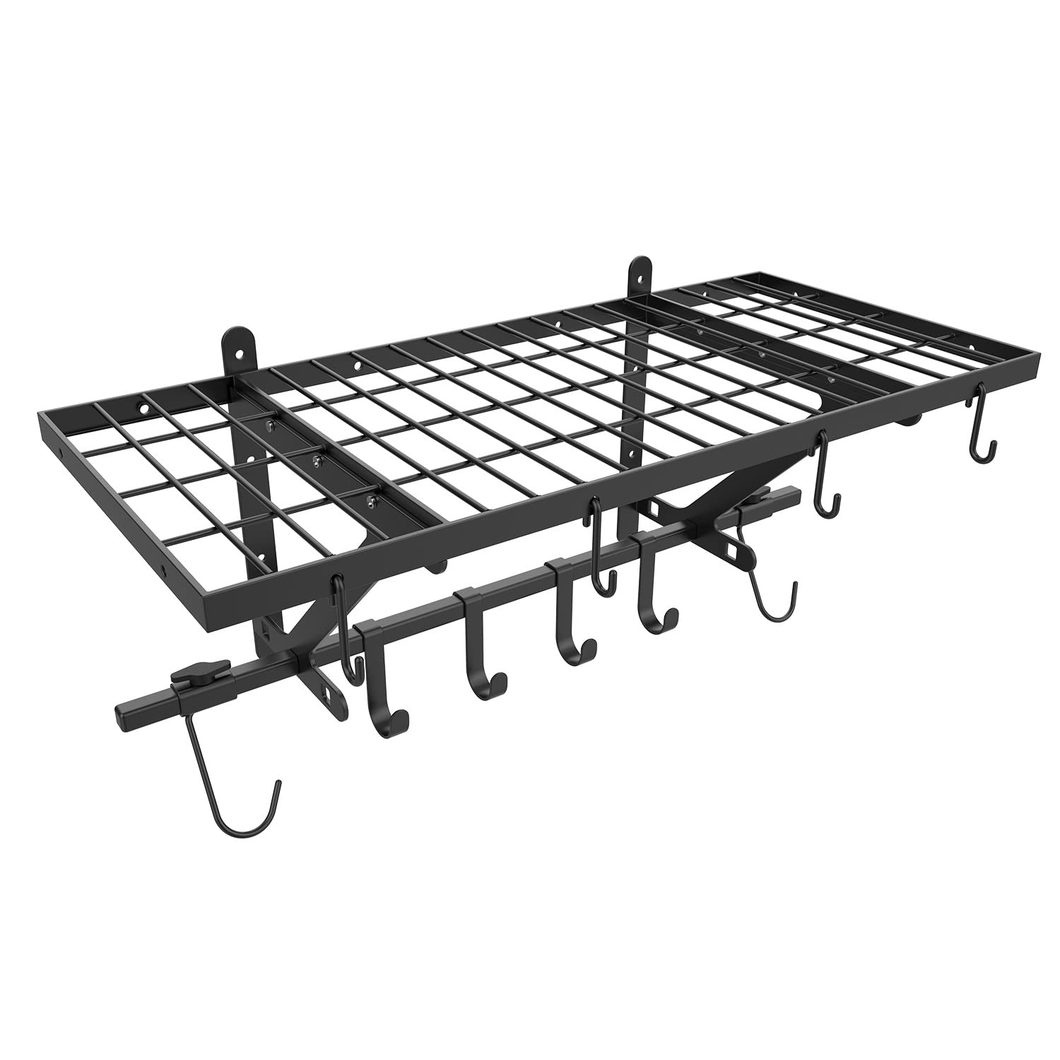 Garage Wall Shelving Includes Bike Hooks,Wall Shelf Garage Organization System 32”x 14”Loads 250 lbs Heavy Duty Sturdy Wall Shelves Black 30-inch Garage Storage Rack, Floating Shelves (1 Pack)