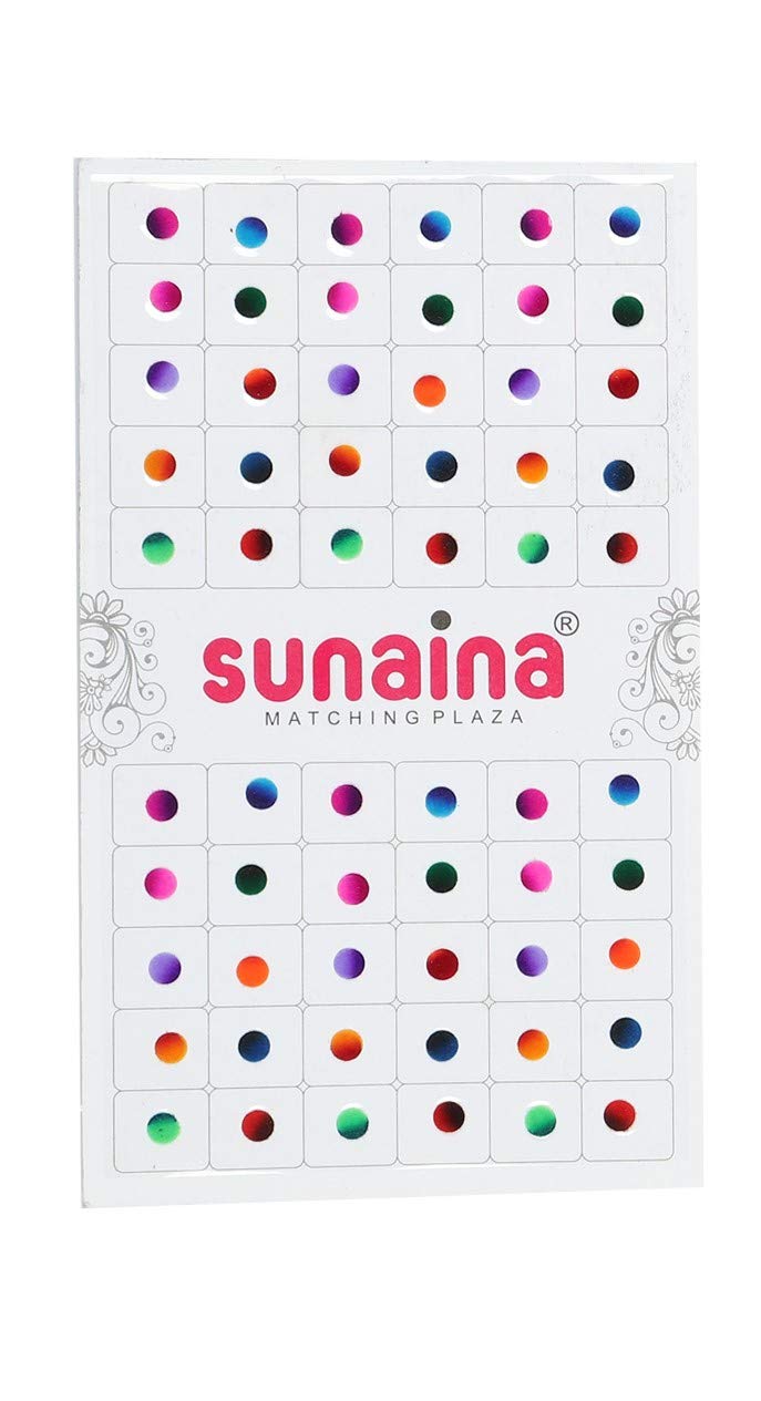 Sunaina Double Shade Matching Plaza Multicolor Round Bindis for Women & Girls (Size-6 (4MM))-image-1