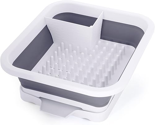 Copco Escurridor de platos plegable blanco con clavijas suaves para evitar arañazos en vasos, sartenes, etc., lo que permite un secado óptimo, con