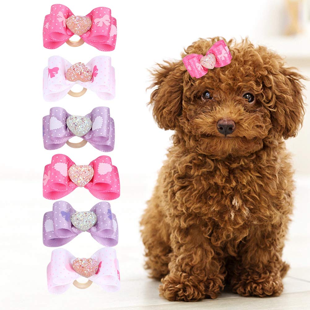 15pcs Pet Capelli Multicolore Bowknot Fiocchi Colore Gradiente Carino Decorazione Accessori per Cane e Gatto Medio/Piccolo