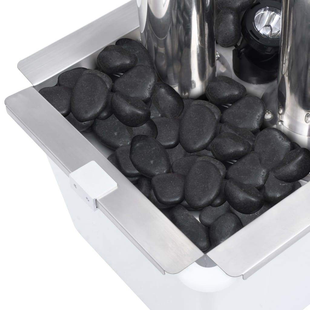 Gartenbrunnen, Edelstahl 304 mit LED warmweiß und Pumpe 2500 L/h, 48 x 34 x 153 cm, für Terrasse und Garten