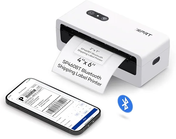 iDPRT Shipping Label Printer 4x6 Bluetooth Thermal Label Printer for Small Business and Shipping Package, Support Android, iPhone, Windows, macOS, Widely Used for Amazon, Shopify, Ebay, Whit
