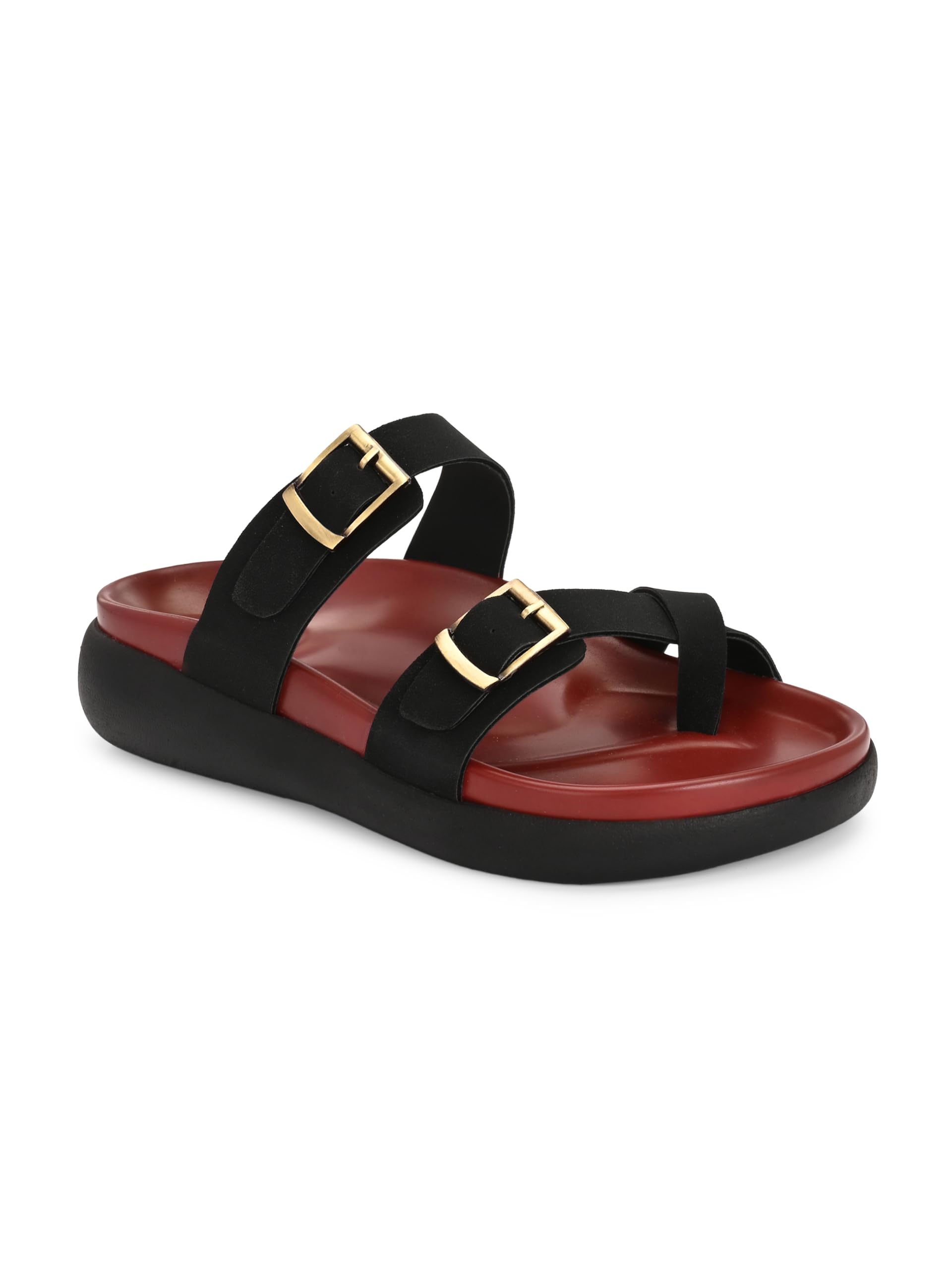 Women Red Faux Leather Casual Slip On Flats EPW5755_P-image-20