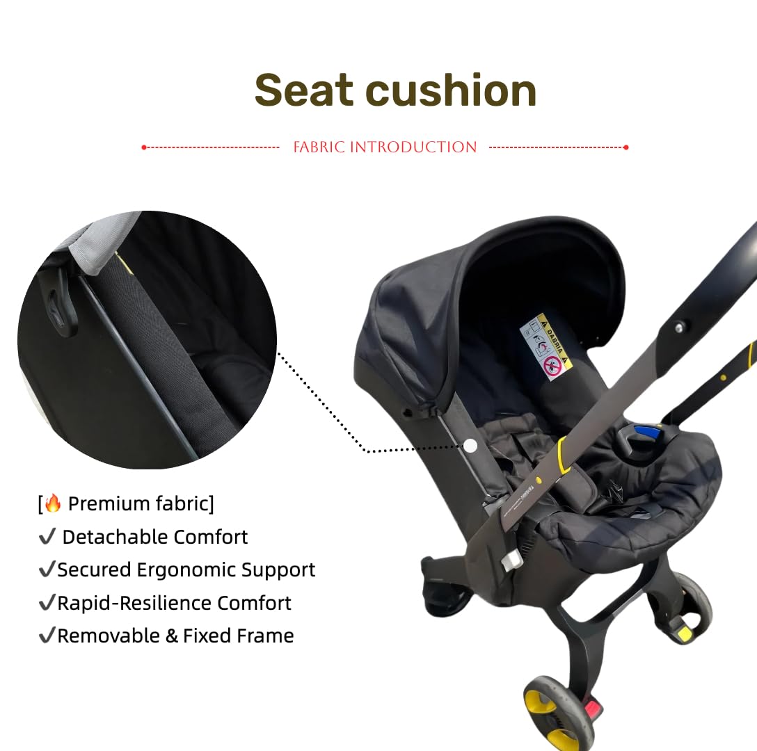 Coussin de siège de rechange pour poussette – Noir | Accessoire tiers compatible avec la poussette Doona – Fournitures pour bébé