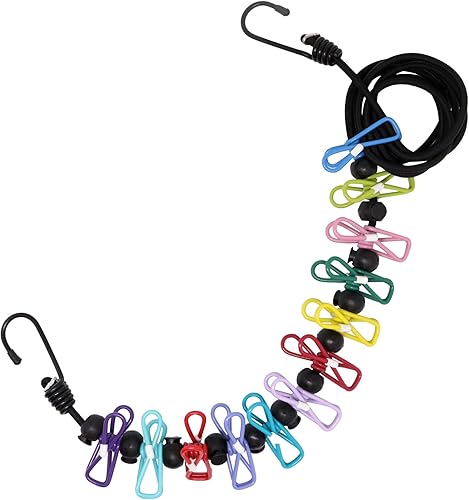 GDFYMI Tendedero de viaje, tendedero retráctil para interiores, tendedero portátil con 12 pinzas de ropa coloridas, juego de ropa elástica para
