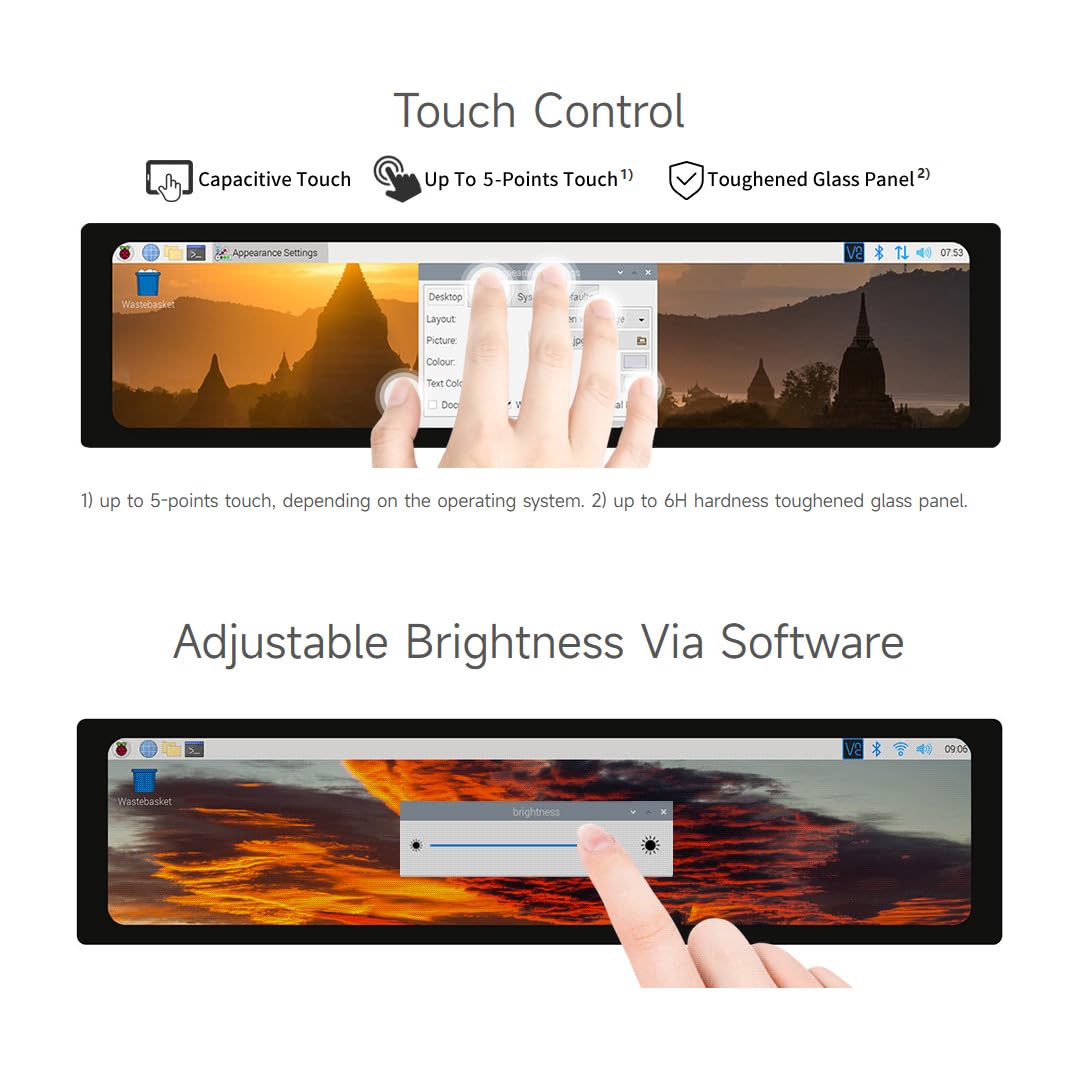 新品WAVESHARE 11.9ディスプレイ本体 320*1480。19454 11.9inch Capacitive Touch Screen LCD, 320×1480, HDMI, IPS