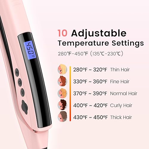 Miniatura 7 de Brightup Alisador y rizador de cabello 2 en 1 con placas vibratorias de 1 pulgada, cerámica turmalina para menos encrespamiento y cabello liso