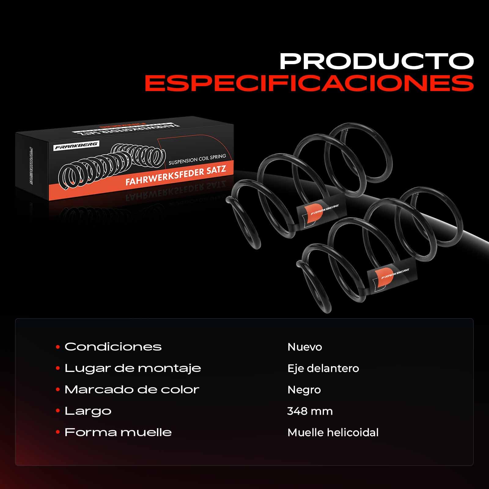 Frankberg 2x Muelles de Suspensión Eje delantero Compatible con Serie 3 E90 320d xDrive 330d xDrive 330xd 335i xDrive 335xi 2.0L-3.0L 2005-2011 Serie 3 Coupé E92 325xi Replace# 31336769916