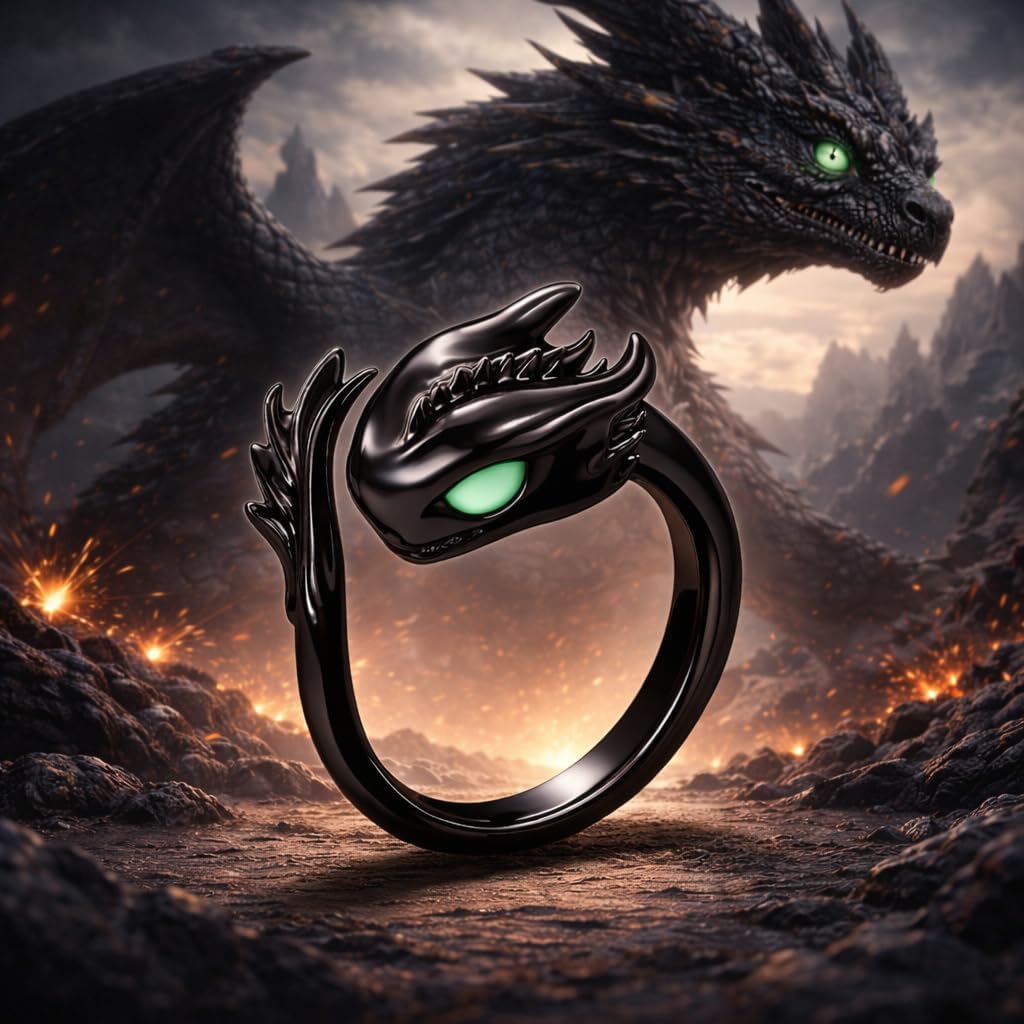 SUPAC Whimsical Silver Flying Dragon Ring - Unique Animal Shape Design, Adjustable Index Finger Ring for Men or Women, Cute Personality Statement Jewelry, Niche Fashion Accessory