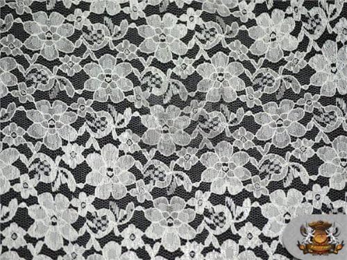 Lace Floral Rachelle Fabric WHITE / 60 Wide / Sold by the yard