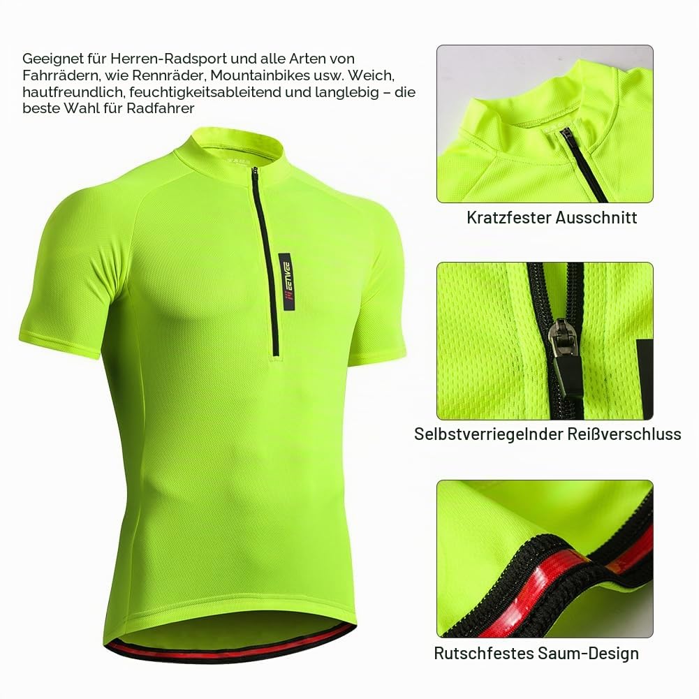 FEIXIANG Herren Fahrradtrikot, Kurzarm Radtrikot Fahrrad Trikot Fahrradbekleidung für Männer, Atmungsaktive Cycling Jersey Radsport Bekleidung