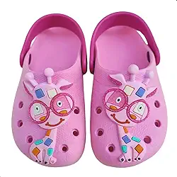 Babuche Infantil Menina Girafa, Sandália Leve, Macia e Antiderrapante, Rosa