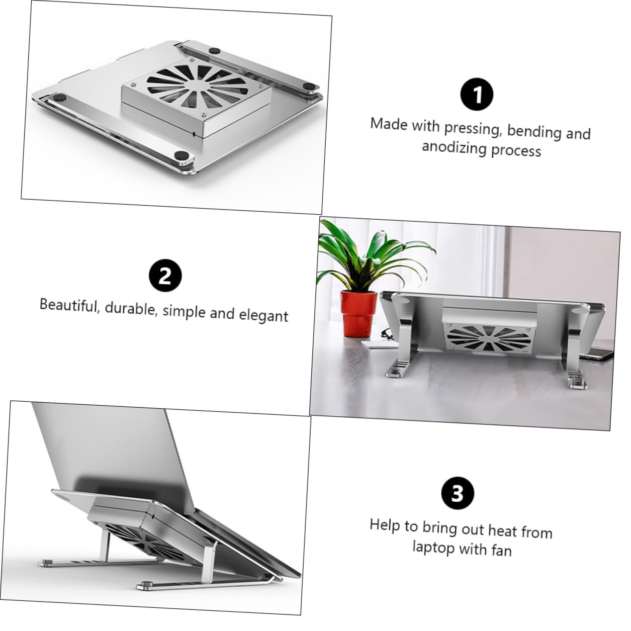 Holibanna Refroidisseur PC Portable Réglable avec Ventilateur LED RGB Support Élevateur pour Ordinateurs Jusquà Tapis de Refroidissement et Ergonomique