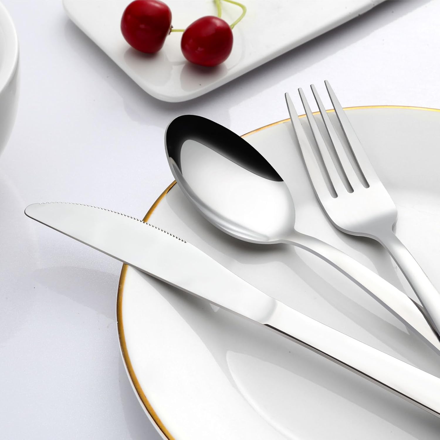 72 Pieces Pleafind Dinner Knives (9.1 inch) and Forks (8 inch) Silverware Set - 36 Knives and 36 Forks for Home, Kitchen, Restaurant