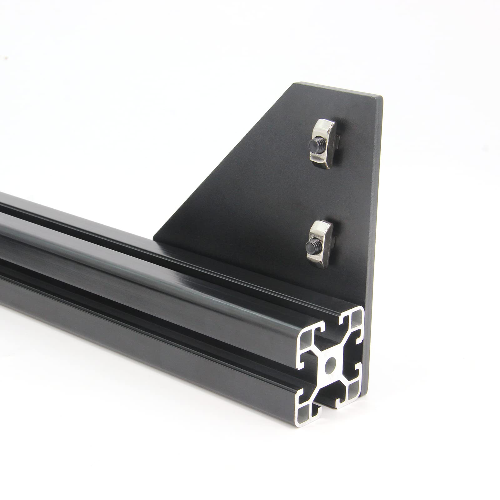 4040 płyta wspornika narożnego, kształt L, 5 otworów, 90 stopni, zewnętrzna płyta łącząca ze śrubami M6 x 16 mm, nakrętki T do aluminiowego profilu wytłaczanego 40 x 40 mm, 8 szt./opakowanie (czarny-4040 L)