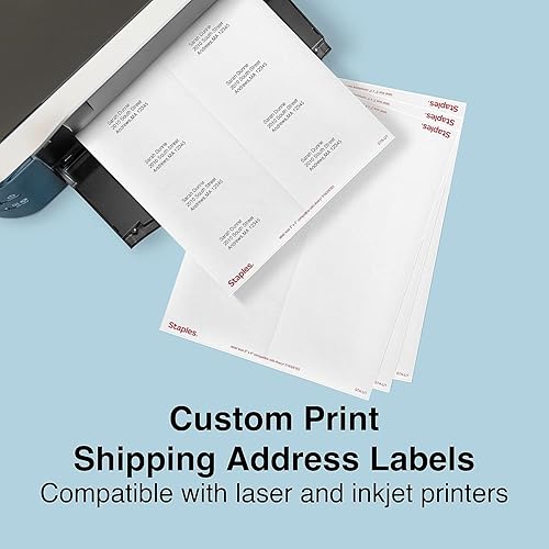 Miniatura 3 de Staples Laser/Inkjet Address Labels, Easy-to-Peel Printable Sticker Paper, 2 x 4 Inch, 10-Labels Per Sheet, 250-Pack, White