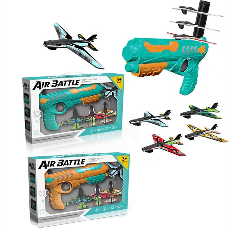 4AJ BAZAAR Catapult Aircraft Gun Outdoor Shooting Game Combat Foam Machine Flying Battle Guns Airplane Launching Toy for Boys (Colour and Design May Vary)