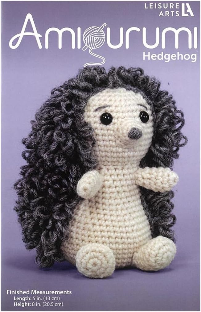 LEISURE ARTS Crochet Kit Amigurumi Hedgehog - DIY Crochet Animal Kit with Yarn, Hook, Needle, and Safety Eyes, Fun Amigurumi Kit for Adults, and Beginners