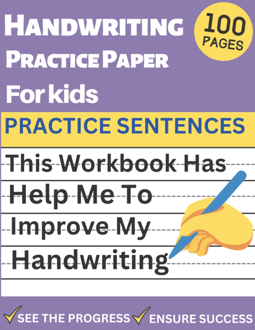 Handwriting practice paper blank pages for kids 8.5x11 100 pages: Cute Handwritting practice book for kinthergarten and prescoolers
