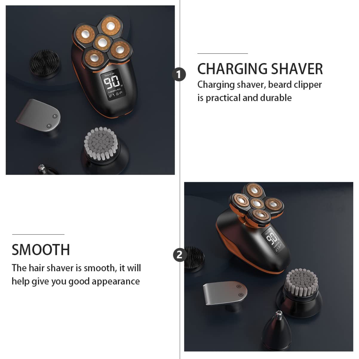 FRCOLOR 1pezzi Rasoio Elettrico Per Barba Design Compatto e Ricaricabile Adatto Per Viaggi e Uso Quotidiano Rasatura Sicura e Pratica e Facile Da Pulire Nero