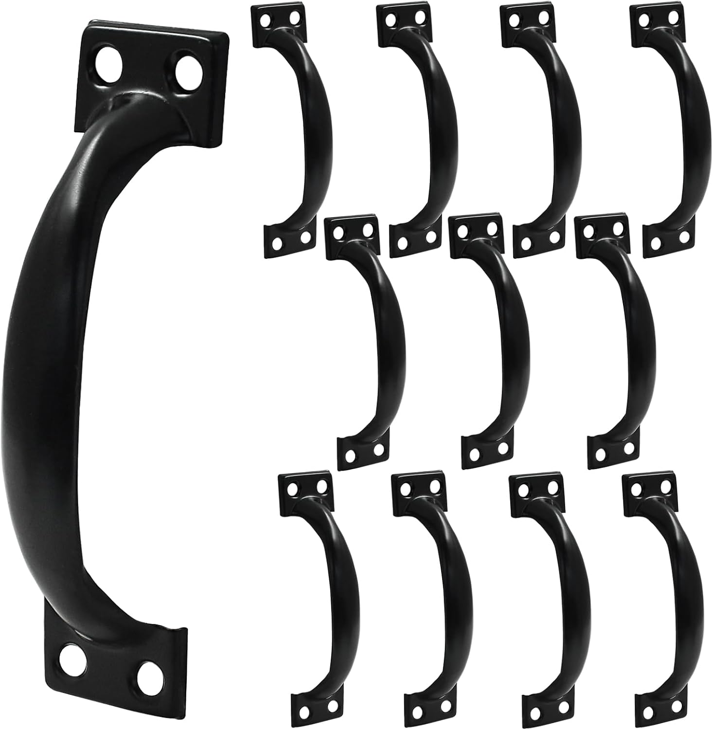 12Pcs 4" Metal Gate Pull Handles, Black Bow Gate Handle, Screen Door Pull, Vintage barn Door Handles, Curved Cupboard Handles for Furniture, Cabinets, Kitchen Drawer, Dresser, Gate