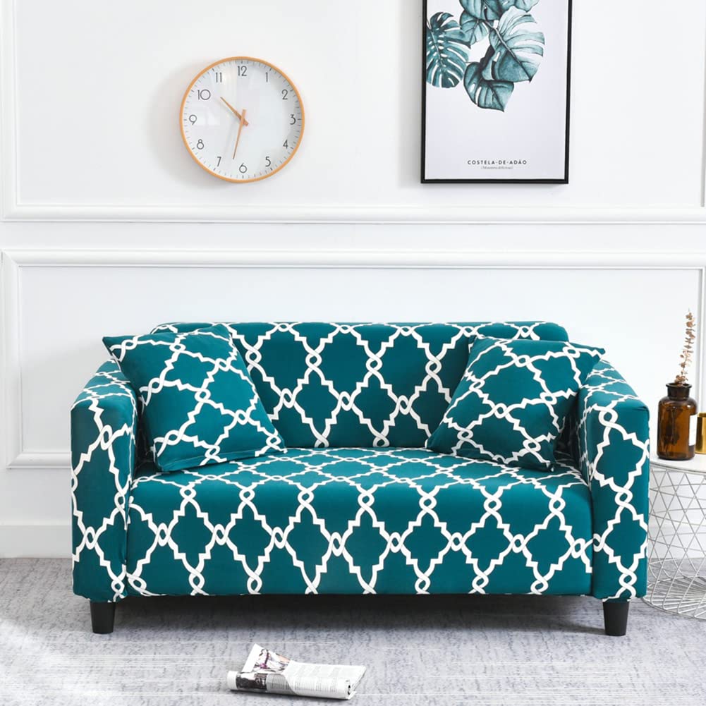 Housse de canapé extensible imprimée beige 1 place pour fauteuil 90-140 cm