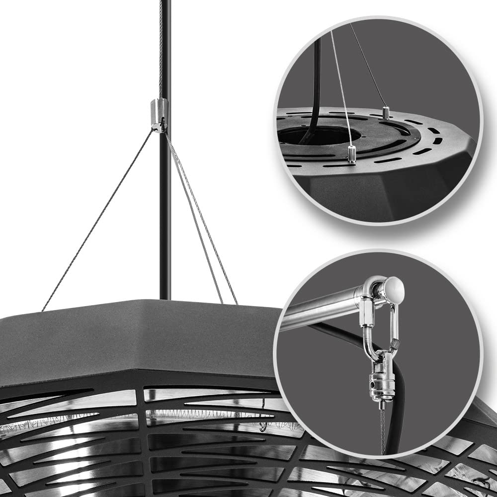 TROTEC Promiennik podczerwieni IR 2010 SC – moc grzewcza 2000 W – promiennik sufitowy do patio, balkonu lub cateringu na zewnątrz, z pilotem, oświetlenie LED