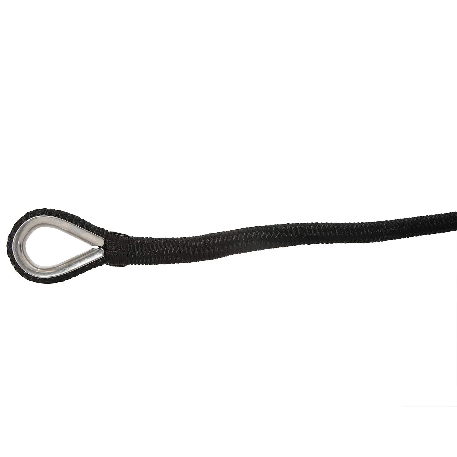 NovelBee - Cuerda de anclaje de nailon trenzado doble de 1/2 pulgada x 250 pies con dedal de acero inoxidable y portabrocas de plástico