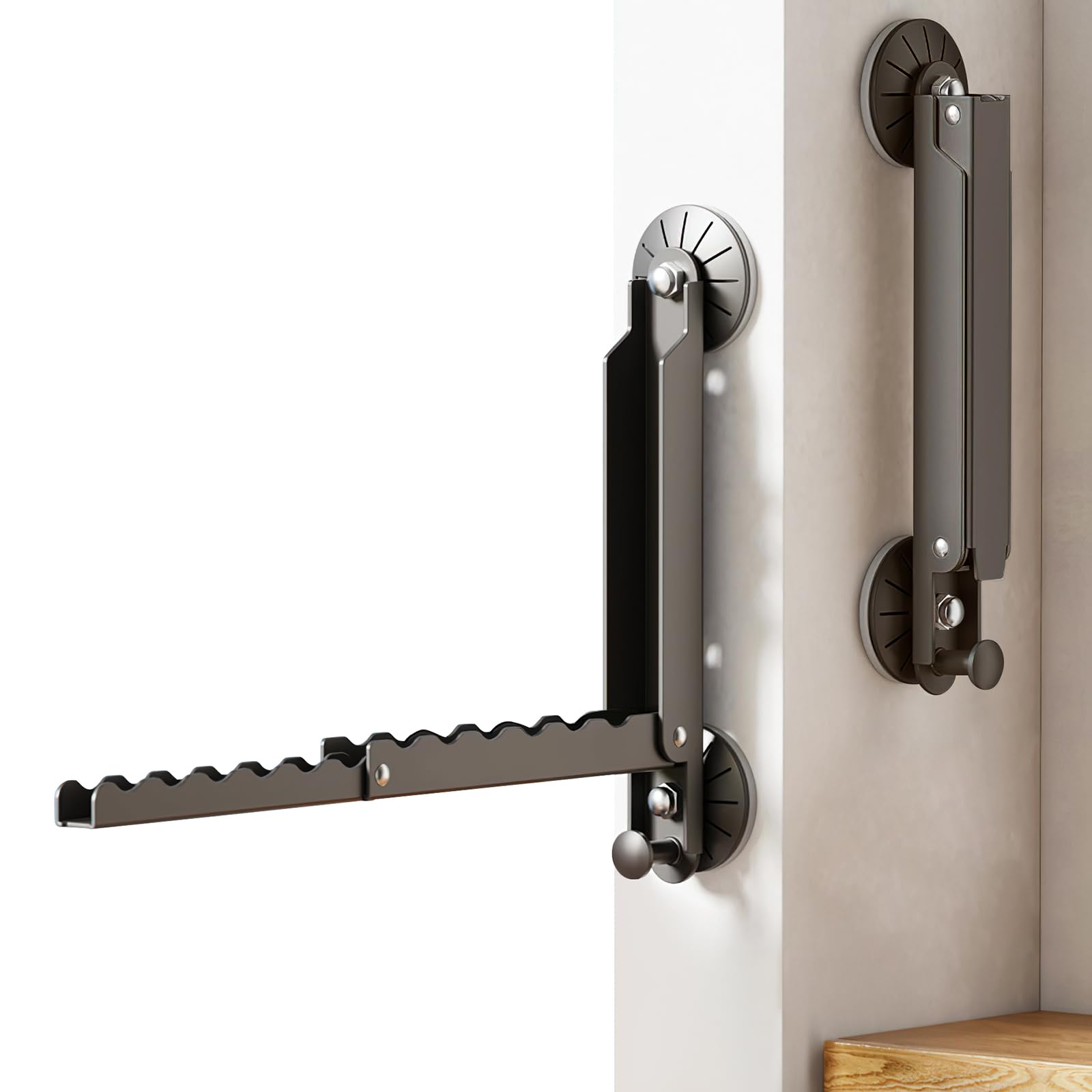 ZLLkeji Suction Cup Over Door Hanger Coat Hooks for Door with Retractable Rod Space-Saving Storage Easy Install & Remove Foldable Over Door Hooks for Bedroom Laundry Bathroom