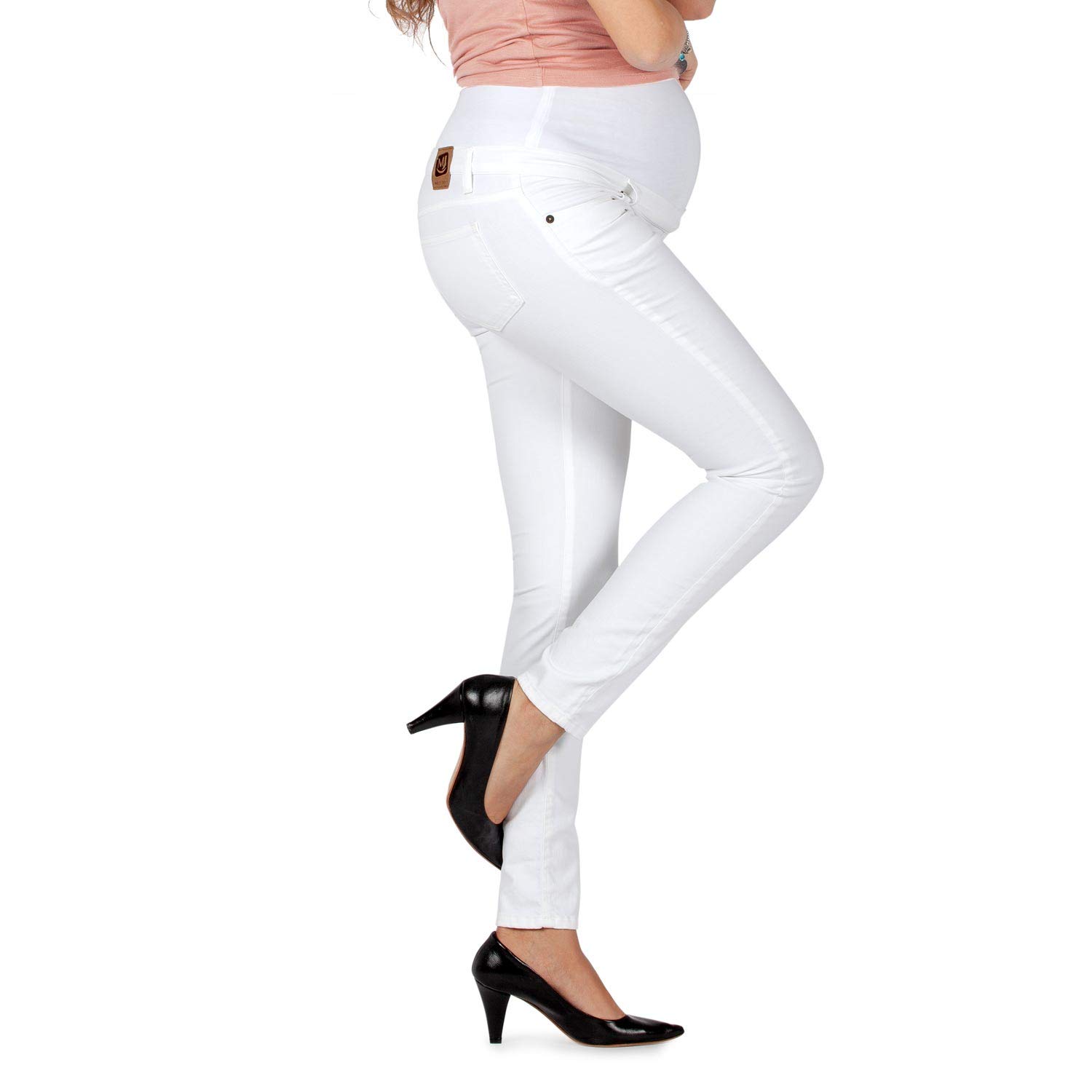 Milano - Jeans Premaman Donna Basic, Super Elasticizzato e Comodo, Pantaloni Skinny, Abbigliamento per Ogni Fase della Gravidanza