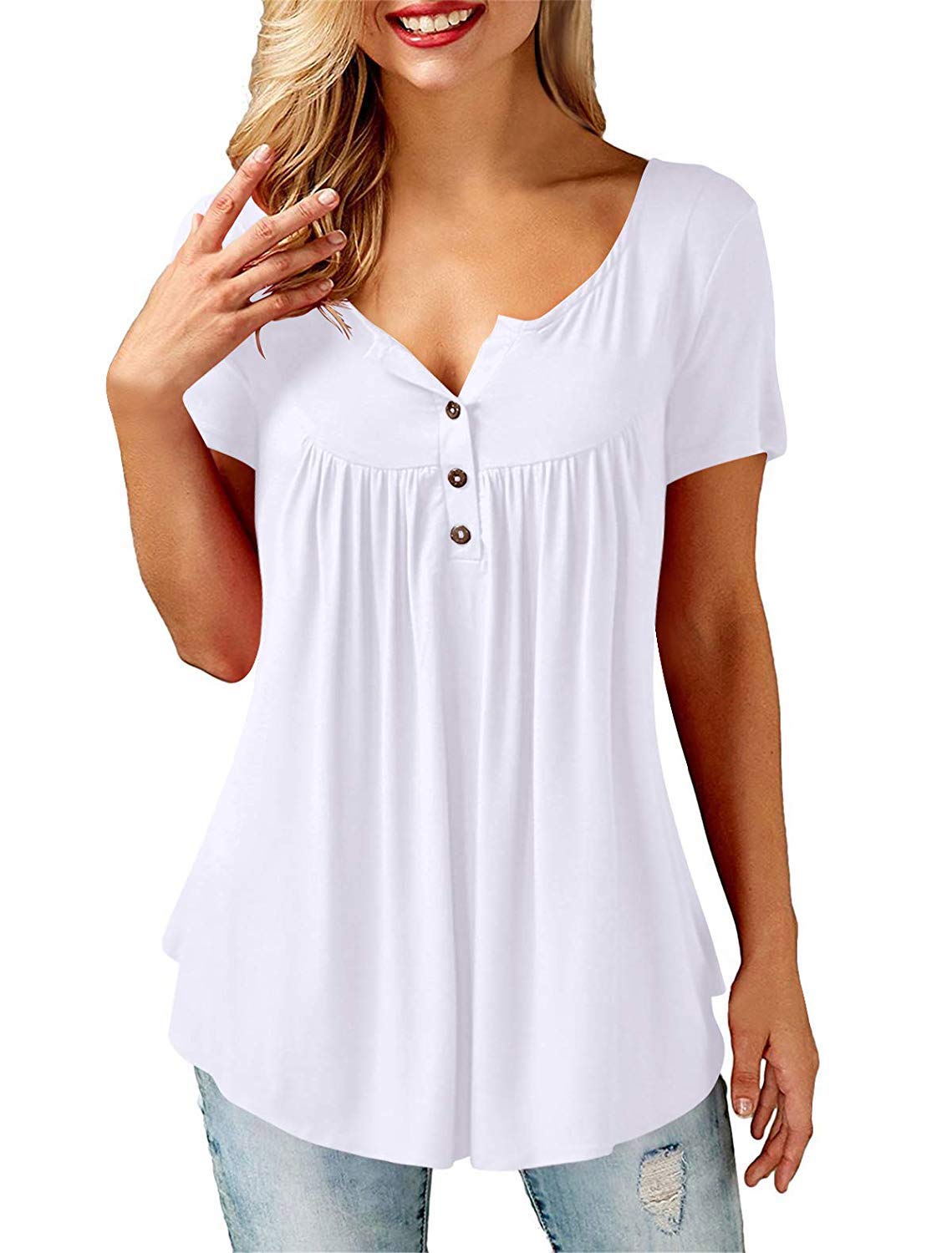 UMIPUBO Bluas de Mujer Camisa Algodón Blusa Mujer Elegante Manga Corta Camisa Suelta Mujer Casual Verano Shirts