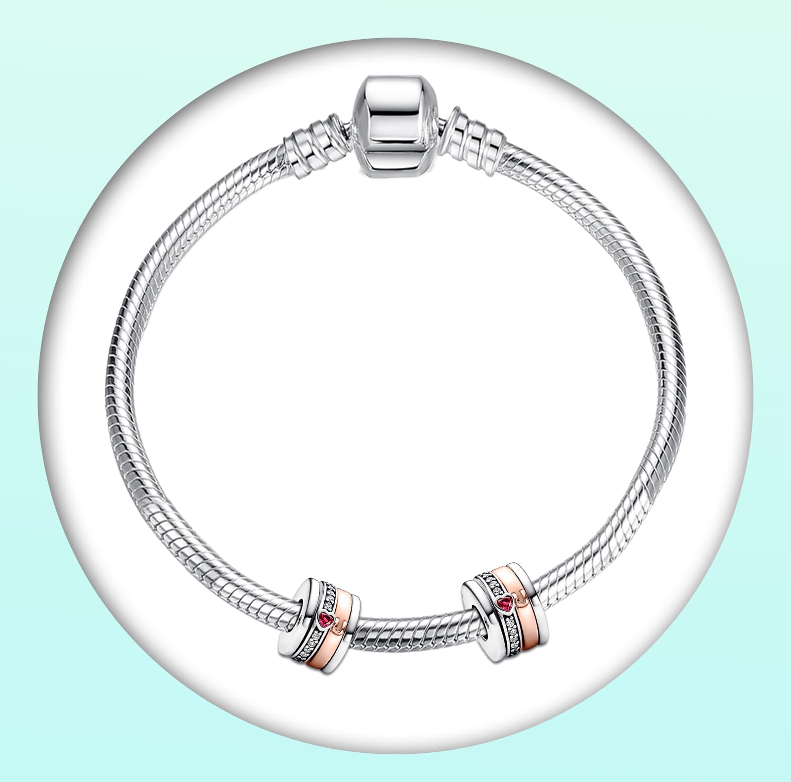 Annmors 925 Sterling Silver Clips Distanziatore Catena di Sicurezza Ferma Ciondoli Ciondolo in Vetro di Murano per Donna Bracciale Collana Gioielli Regalo