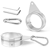 Loretoy 2 Pack Aluminum Alloy Flag Pole Rings, 360 Degree Rotating Flagpole Flag Mounting Rings Spinning Flag Pole Kit with Carabiner for 1.53-2.0 Inch Diameter Flagpole