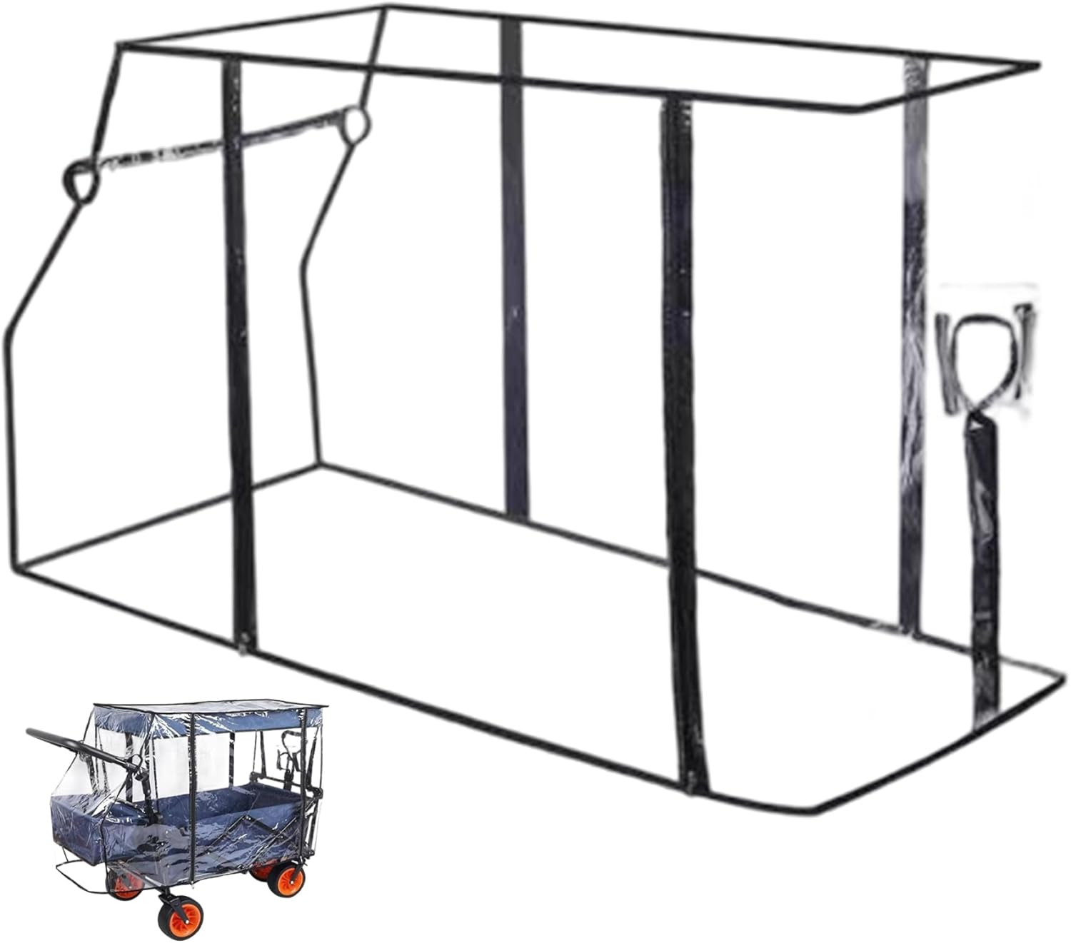 All-Weather Wagon Canopy Cover, Transparent PEVA Rain Cover for Stroller & Folding Carts, Easy Zipper Installation (45.3x20.1x29.5 in)