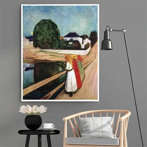 Miniatura 2 de Pintura por números para adultos The Girls On The Bridge Pintura por Edvard Munch DIY Pintura al óleo por números Kits