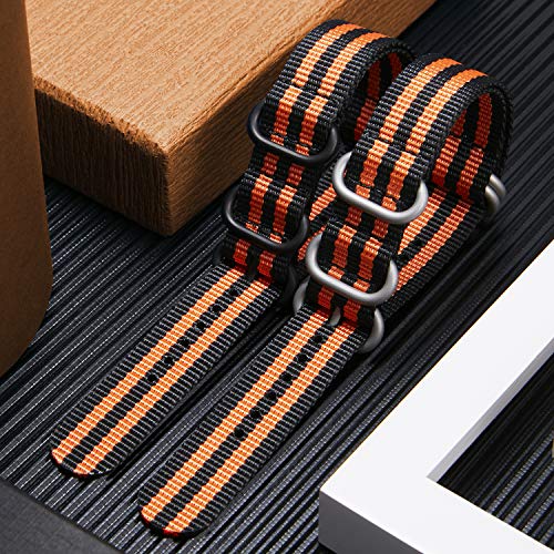 Image of BINLUN Premium Ballistic Nylon Watch Strap, Heavy Duty 5-Ring Replacement Watch Band with Stainless Steel Buckle, Durable & Comfortable Sport Band for Men Women, Fits 18-24mm