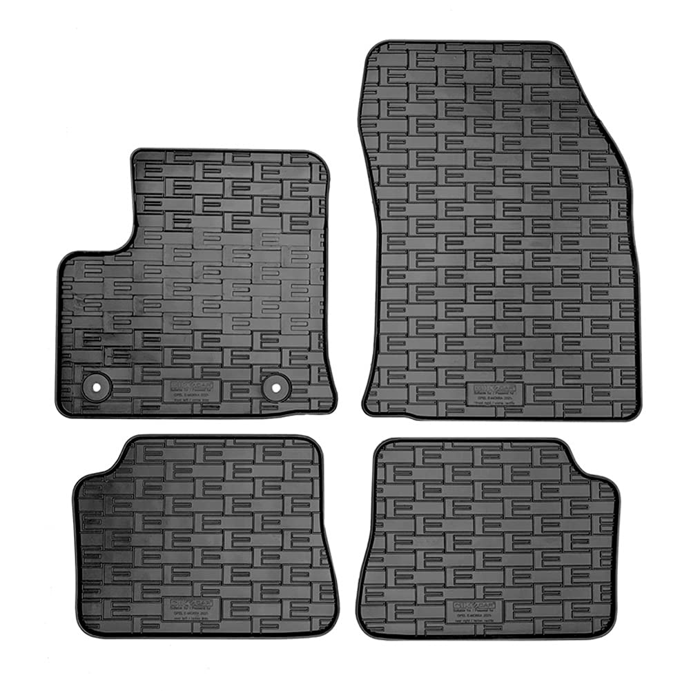 CIKCAR Set Tapis de Caoutchouc Compatible avec Opel Mokka-​e 2020- (4-​pièces + Points de fixage)