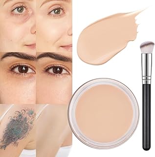 Kaely Pot Concealer Set,under Eye Concealer Brightener for Conceals Dark Circles,Waterproof Foundation Face Makeup Brush Set,Corrects Tattoo Color Correcting Concealer,Eye Ring corrector de ojeras 02
