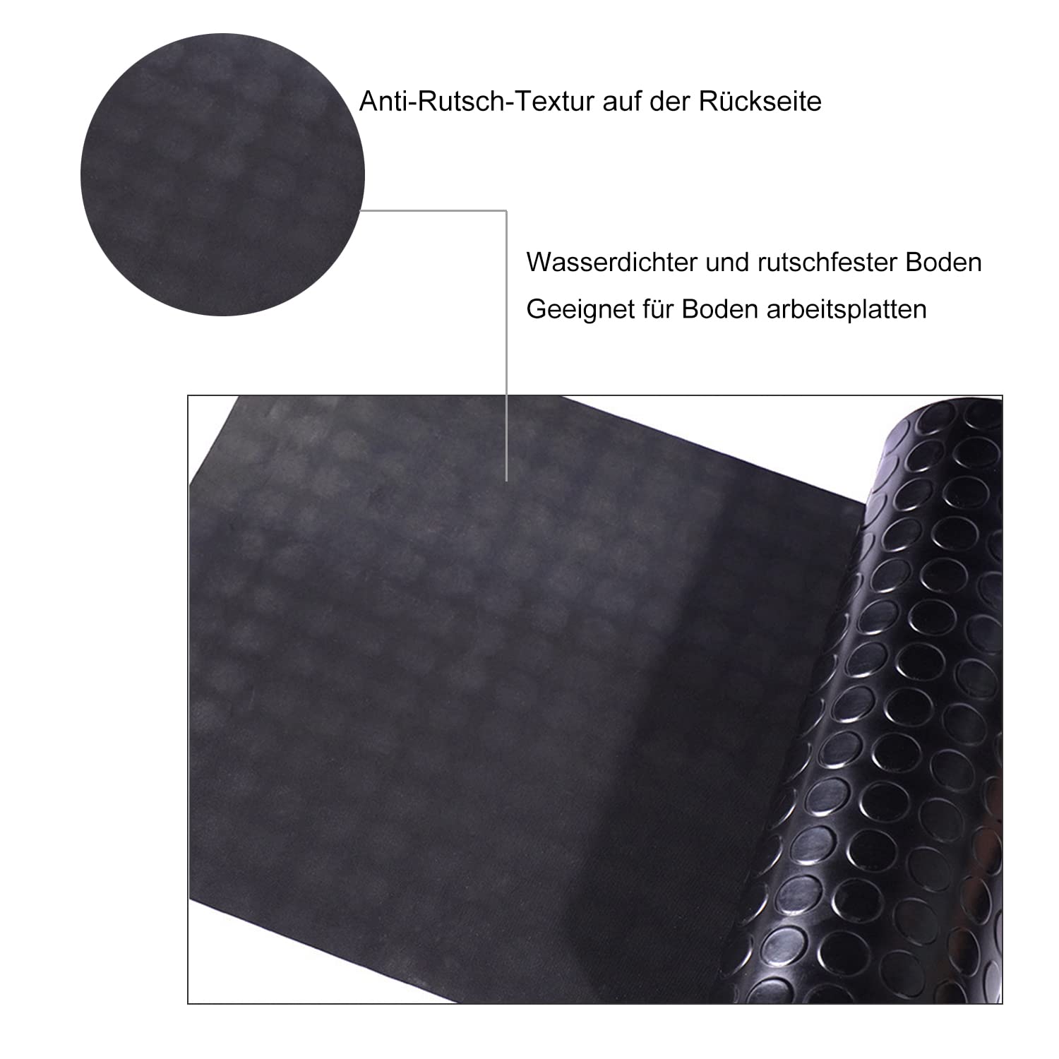 MYOYAY Gummimatte Meterware Bodenbelag 500x100 cm Gummiläufer Schutzmatte Noppenmatte Rutschfest Gummi Bodenmatte Arbeitsplatz-Matte 3mm Heavy Duty Industriell Gummimatten für Fabrik, Garage, Anhänger