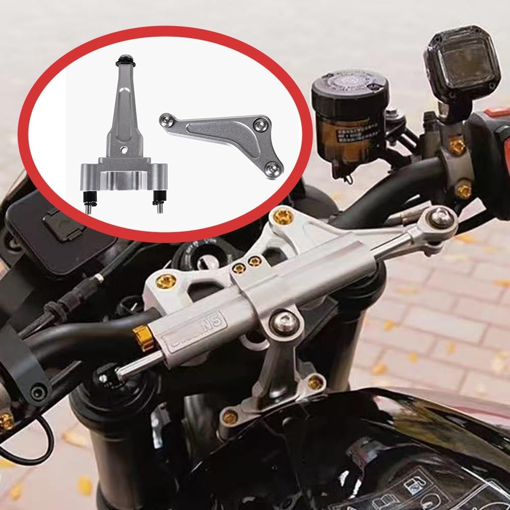ONE.K.S Aluminum stabilizer Motorcycle Stabilizing Handlebars Steering Damper Bracket Stabilizer for Tri&umph 765r 765rs 1200rs Stabilize Safety Control Prevent Swaying Kit (Silver)