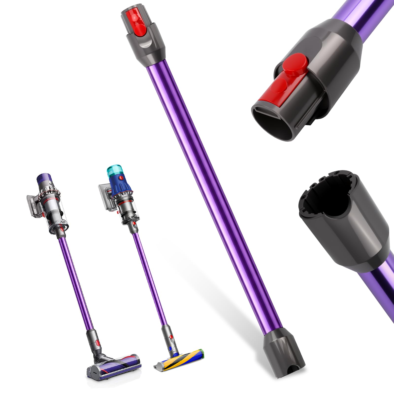 Tubo de Extensión para Aspiradora Compatible con Dyson V12 Detect Slim / V10 Digital Slim, Barra Rígida de Aluminio 74 cm con Liberación Rápida, Repuesto para Aspiradora sin Cable
