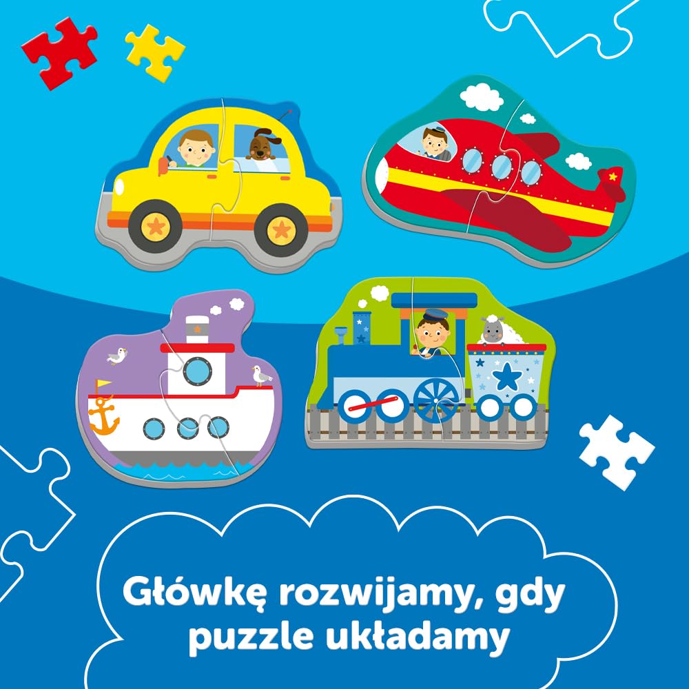 Trefl Pojazdy - Transport Puzzle 4 w 1 Baby Classic z Grubego Kartonu dla Dzieci od 1 roku życia