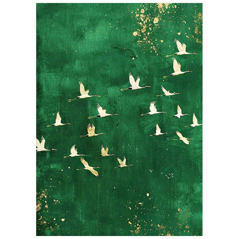 Peinture huile salon moderne tableau abstrait vert feuille d'or