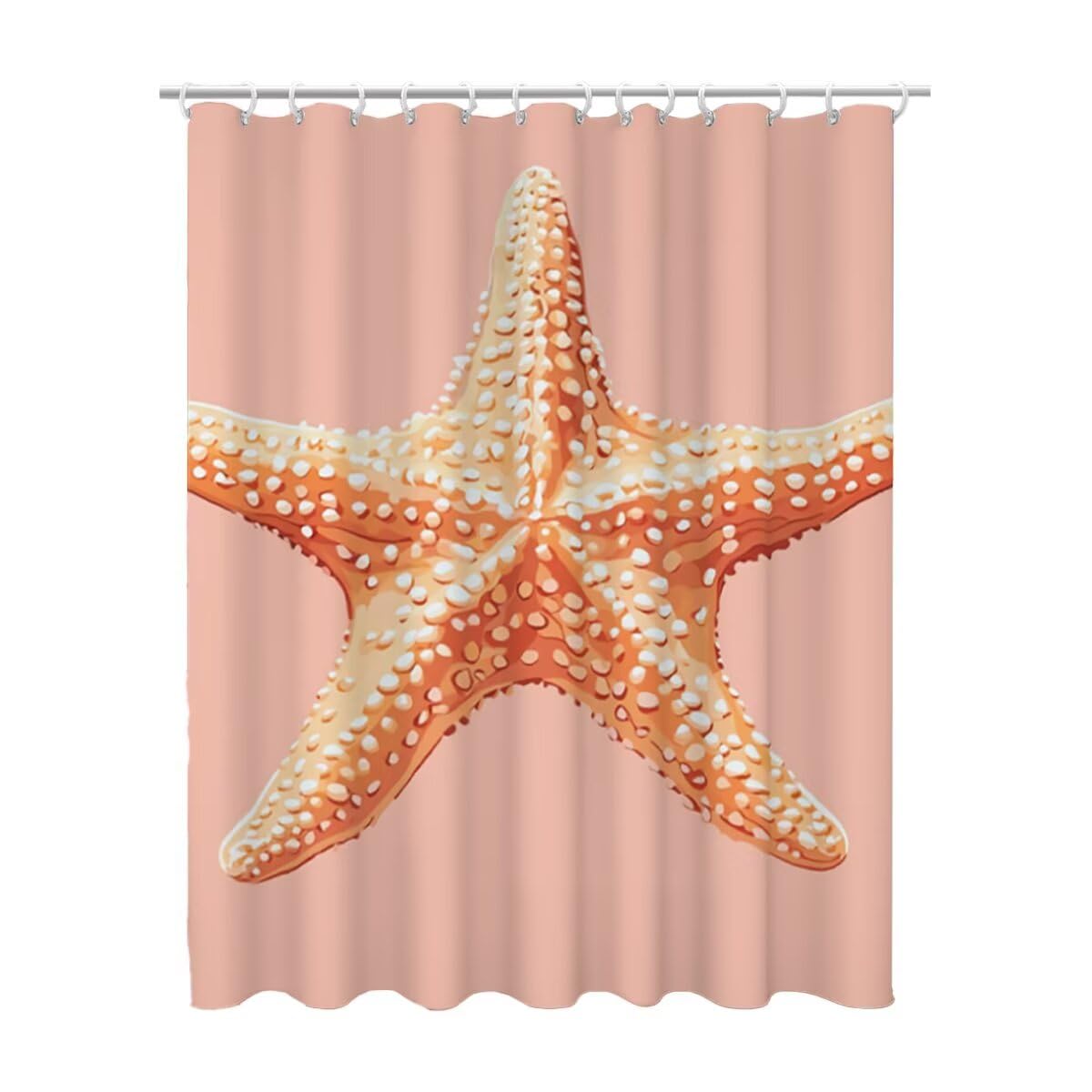Rideau douche 200x200 lavable motif étoile de mer pour baignoire familiale